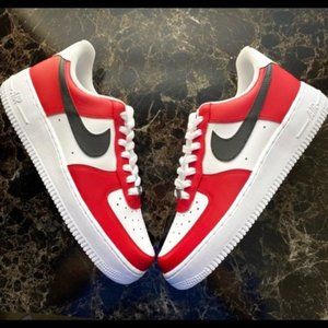 Nike Air Force 1 Black Red Custom OFFERS R OK